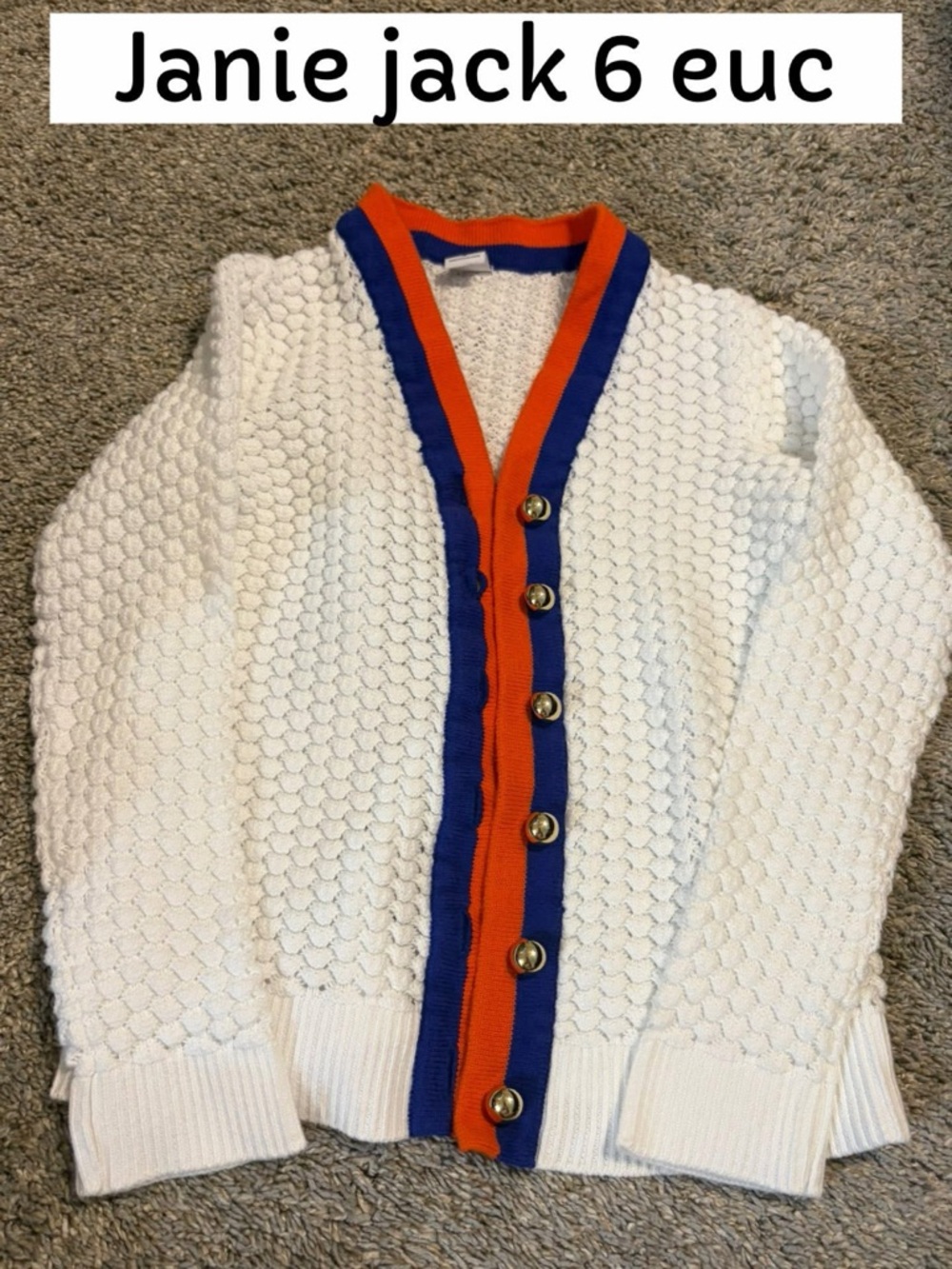 Janie and jack size 6 cardigan red white blue